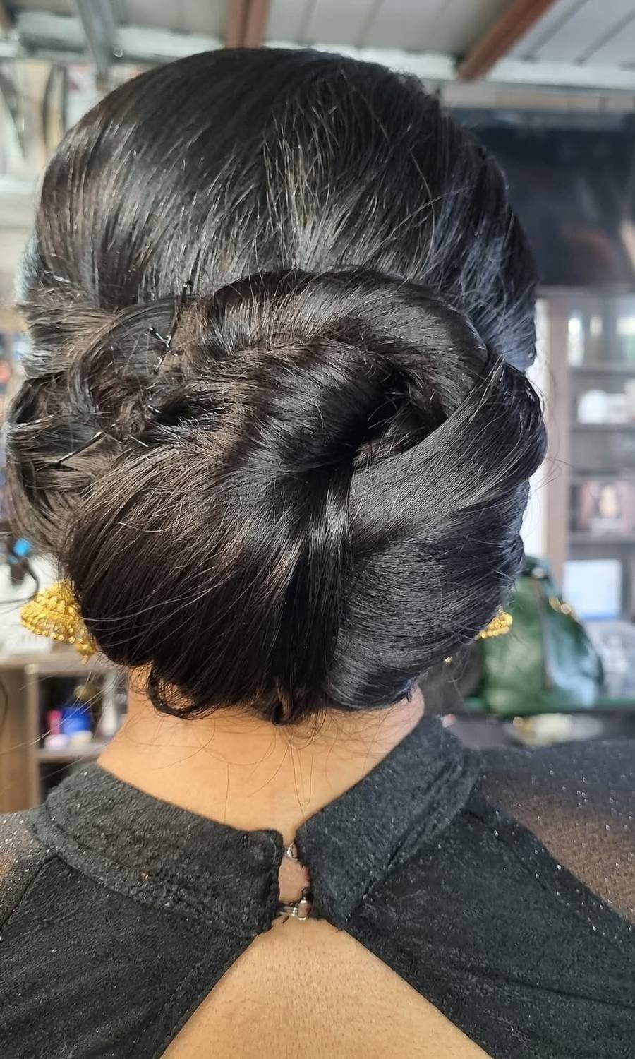 Hair dressed and pinned up for an occasion