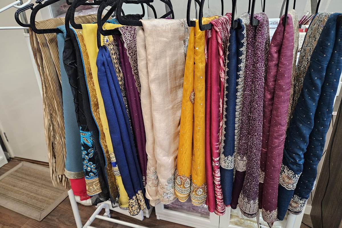 Sarees on the rack at the Saree Studio